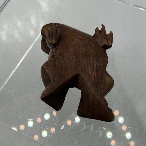 Vintage Wooden Frog Figurine, Hand Carved, Frog Collectibles, Frog Decor, Frog E - Picture 8 of 11
